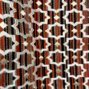 Zahra Nomade – Handgefertigte Brokattasche in Orange mit Schwarz, Beige & Gold im Streifenmuster, Boho Nomad Collection aus Marokko