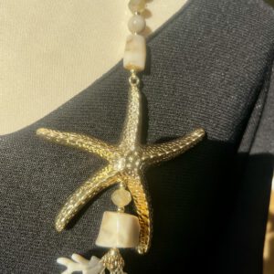 Sea Star No. 2 – lange Statement-Kette mit Seestern und Korallen – HNK-SEASTAR-02