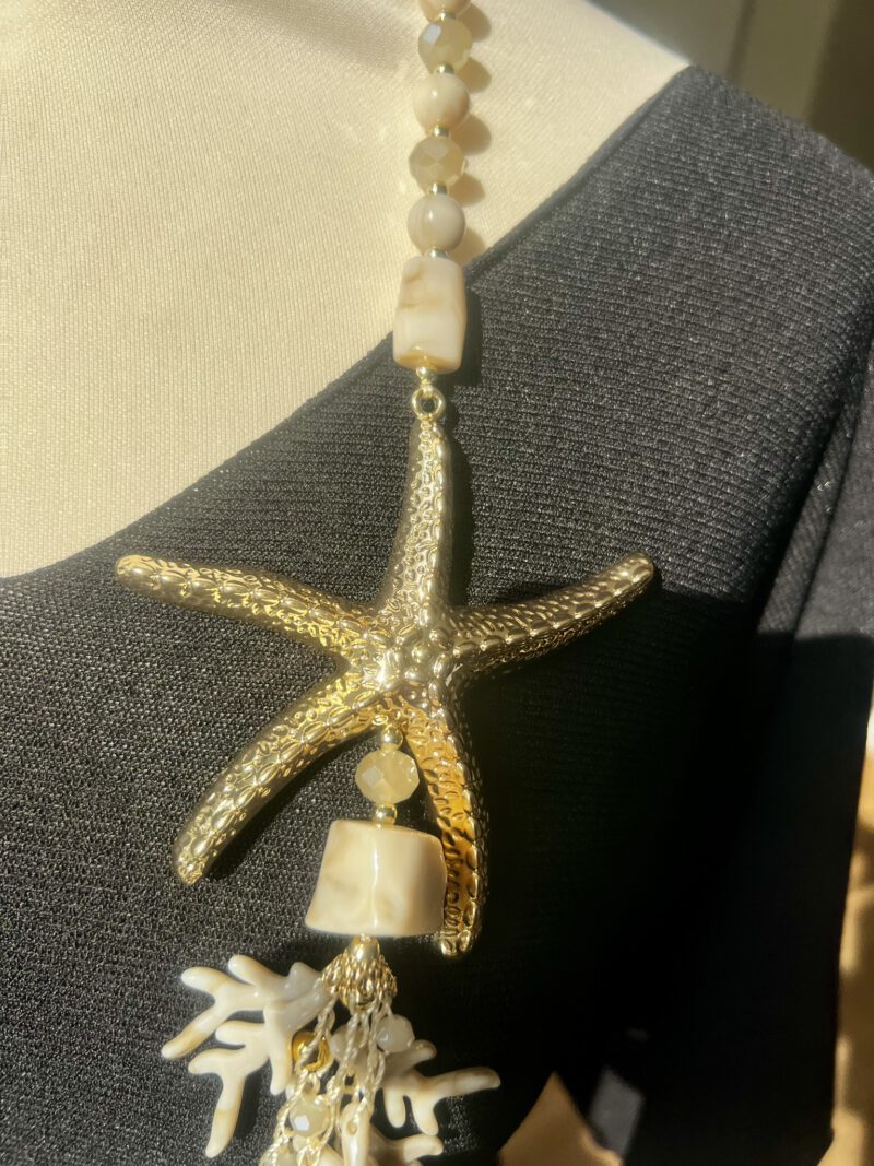 Sea Star No. 2 – lange Statement-Kette mit Seestern und Korallen – HNK-SEASTAR-02